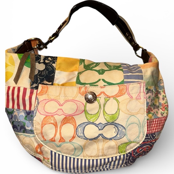 Coach Vintage Y2K Hampton Patchwork Multicolor Patchwork Hobo Shoulder Bag - Picture 3 of 13